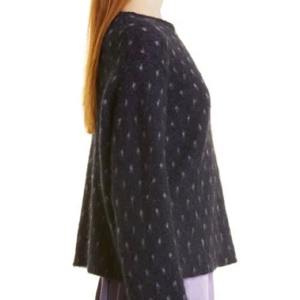 Vince Starry Dot Mohair & Alpaca Blend Crewneck Sweater Navy Blue Medium - Picture 2 of 6